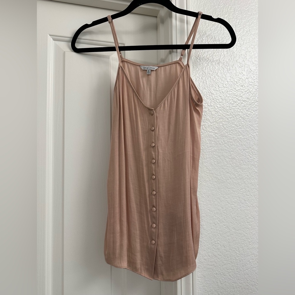 Naked Zebra Blush Button-Down Camisole